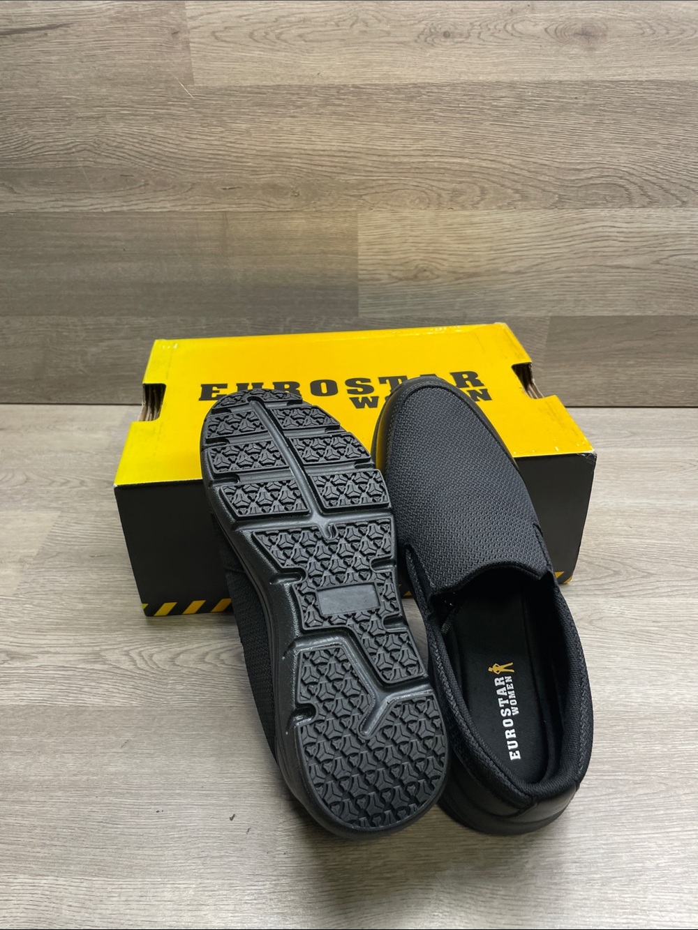 Women’s Black Slip-On Work Loafers — Lightweight Comfort #605